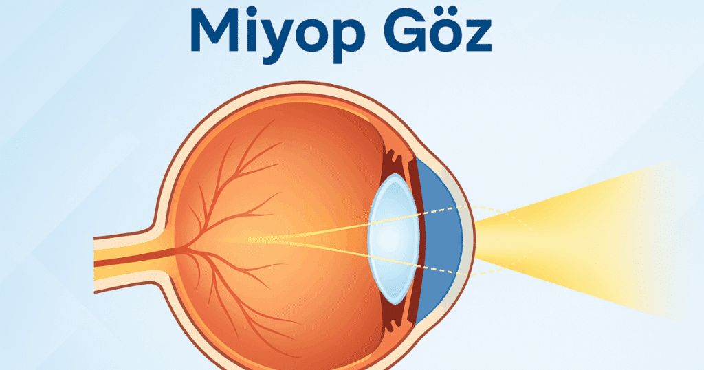 Miyopta görüntü retinanın önüne düşer, net görüş bozulur.
