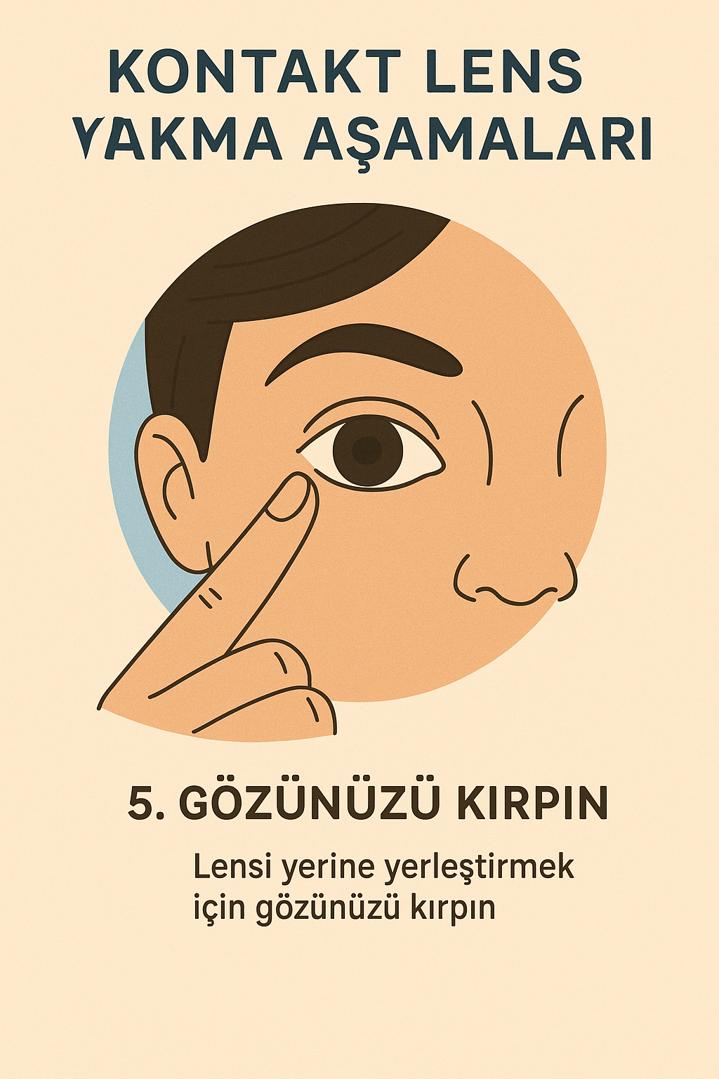 Göz kırparak kontakt lensi sabitleyen kişi çizimi