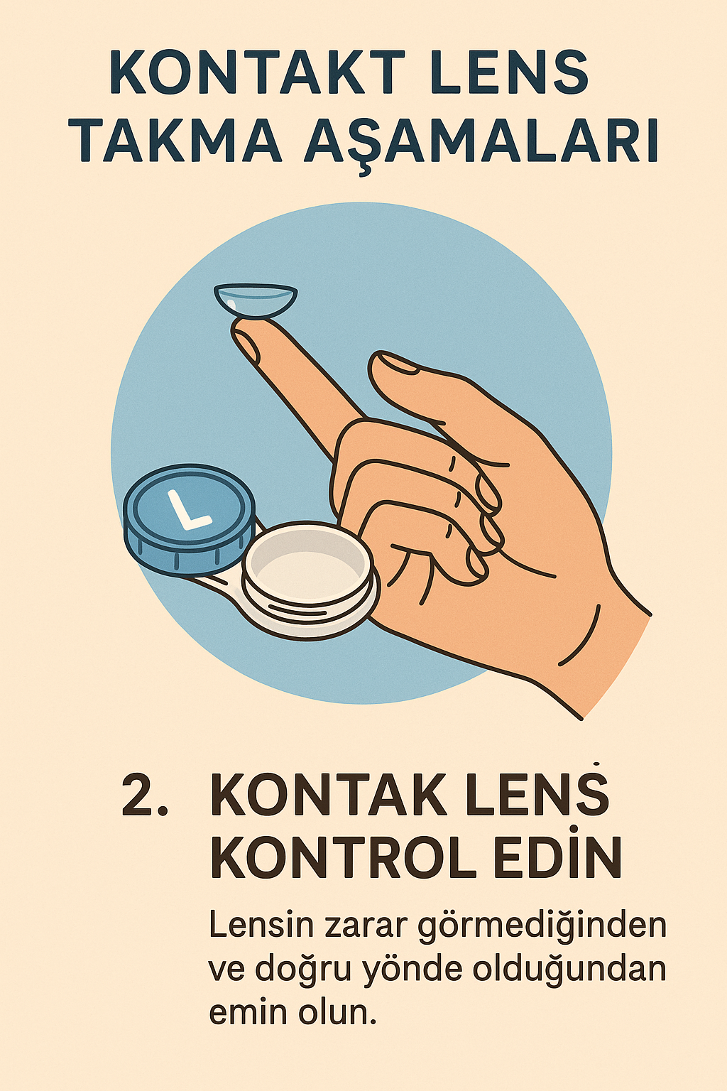 Kontakt lensin doğru yüzünü kontrol eden kişi illüstrasyonu