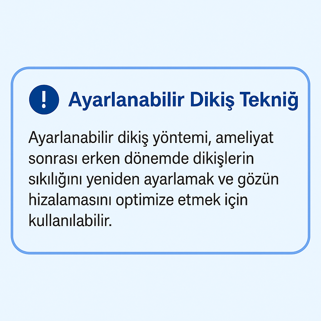 Ayarlanabilir dikiş tekniğinin açıklamasını içeren bilgi kutusu görseli