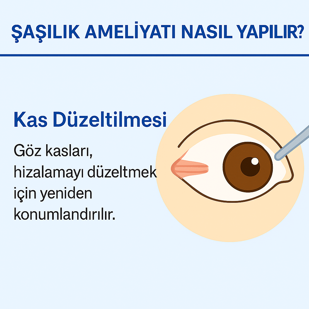 Göz kaslarının ortaya çıkarıldığı kaslara erişim aşamasının diyagramı