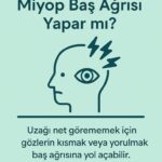 Miyop kaynaklı baş ağrısını açıklayan, göz yorgunluğu ve baş ağrısı ilişkisini gösteren çizim.